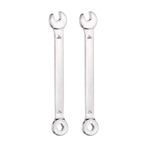 Image of sourcing map 2pcs Mini Combination Wrench 4mm Metric 6-Point Box End & 15 Degree Angled Offset Open End CR-V Steel Double Ended Spanner Tool for Household Automotive Machinery DIY Repair