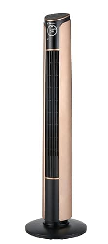 Image of Dimplex Ion Fresh Bladeless Cooling Tower Fan – Built-in Air Ioniser for Hayfever & Dust, 70° Oscillation, 3 Speeds, Smart Thermostat, Remote Control & Adjustable Tilt – Copper & Black
