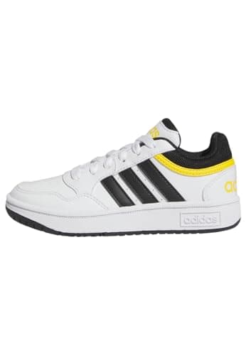 Image of adidas Unisex Kids Hoops Shoes, Cloud White/Core Black/Bold Gold, 5 UK