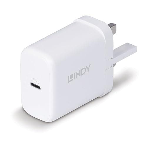 Image of Lindy USB 65W UK Mains Power GaN Wall Charger For USB Type C PD and PPS Enabled devices Phone, Laptop, Tablet Fast Charger