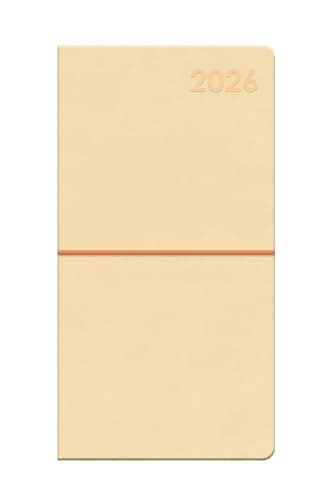 Image of 2026 Slim Diary Week To View - Light Cream Faux Leather Soft Cover Weekly Planner - Pocket Wallet Size Organiser School Work Gifting