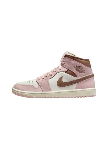 Image of Air Jordan Jordan WMNS 1 Mid Synthetic Trainers for Women, Pink, beige, brown, 2.5 UK