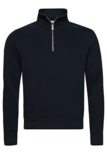 Image of Superdry Men's Vintage Logo Emb Zip Henley Sweater, Blue, XL