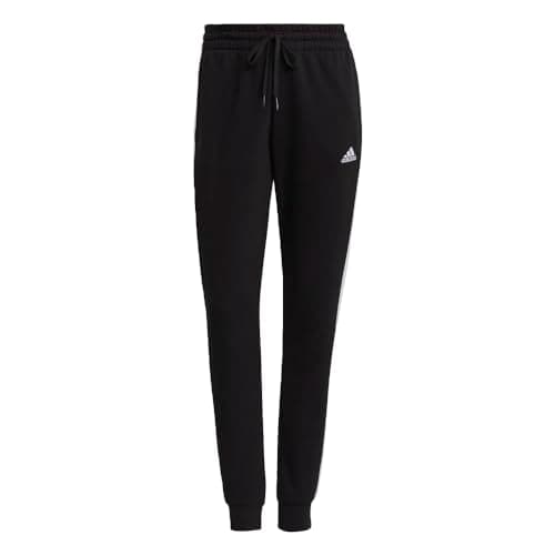 Image of adidas Womens Essentials Warm-up 3-Stripes Slim Tapered Track Pants, Black/White, M