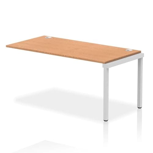 Image of Mr Office Impulse Single Row Bench Desk Extension Kit - 800mm deep, Silver Frame, Beech, 1600