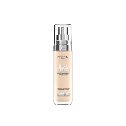 Image of L'Oréal Paris Foundation for Face, Skincare Infused with Hyaluronic Acid, True Match Hydrating Liquid Foundation for All Skin Tones, SPF 16, 1N Ivory, 30 ml