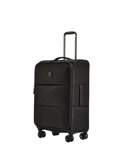 Image of ANTLER - Soft Stripe 2.0 Medium Suitcase - Adjustable Handle, 4 Spinner Wheels, Lightweight, TSA Lock - Recycled Polyester Luggage - 71cm, Black