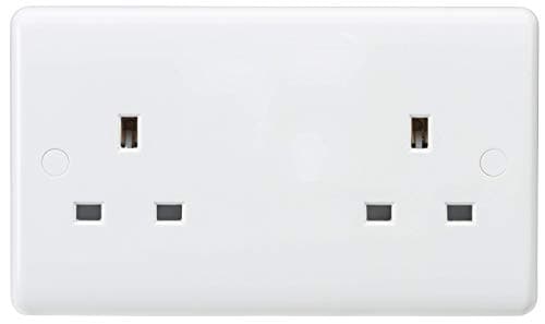 Image of Knightsbridge CU9000U Curved Edge 13 A 2 Gang Unswitched Socket, White