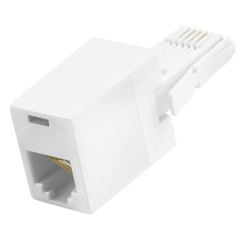 Image of BT Telephone Line Adapter RJ11 Socket Female Jack to BT Male Plug RJ11 6P4C 4 Wire Converter for UK Landline Phone Cord Home & Office Fax Modem Extender, White