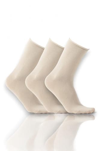 Image of alsestudio Womens Seamless Non-Elastic Super Soft Modal Rich Socks 3 Pairs Pack Silk Touch Ankle High Breathable 4-7 Socks for Women (Stone)