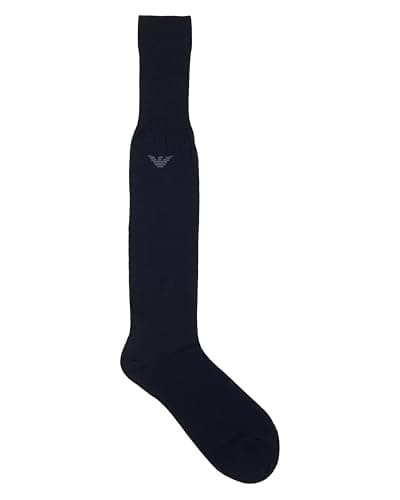 Image of Emporio Armani Man's Dressy Cotton Lisle Long Socks, Blue, M