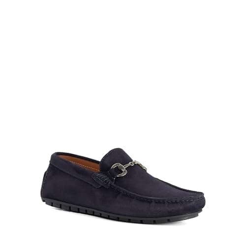 Image of Dune London Mens BRACKON Snaffle Trim Suede Loafers Size UK 12 Suede Moccasins Navy