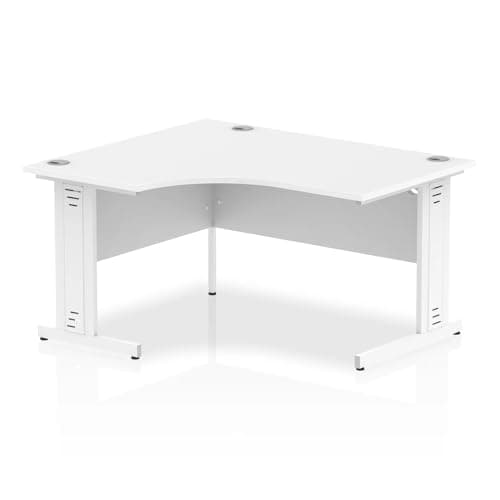 Image of Mr Office Impulse Left Crescent Desk, White Cable Managed Leg, White, 1400
