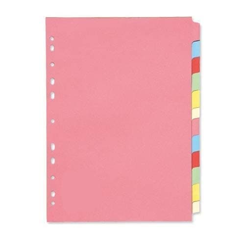 Image of 5 Star Office Subject Dividers 12-Part Recycled Card Multipunched 155gsm A4 Assorted -FST