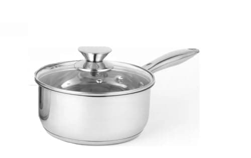 Image of NOBEL Stainless Steel Deep Two Tone Saucepan with Glass Vented Lid Heat Resistant Handles, Ideal for All hobs (16 cm Dia. - 1.5 Litre)