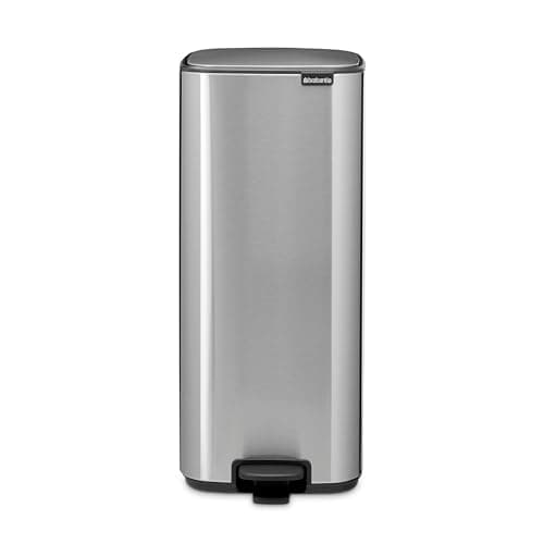 Image of Brabantia Bo Pedal Bin 30L (Matt Steel) Fingerprint Proof, Soft Closing Waste Bin with Light Pedal Operation, Easy to Clean Removable Plastic Inner Bucket with Free PerfectFit Rubbish Bags Included