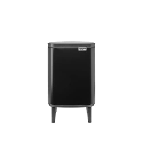 Image of Brabantia - Bo Waste Bin Hi 7L with Soft Close Lid, Removable Inner Bucket, and Transport Grip – Ideal for Bathroom, Bedroom, and Home Office – Matt Black