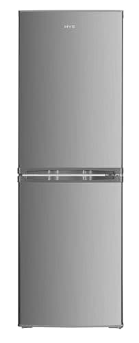 Image of HYE Fridge Freezer - Small 50/50 Freestanding Fridge Freezer, 144cm Height, 48cm Width, 142 Litre Capacity, Suitable For Apartments & Couples, Compact Design For Small Kitchens, Silver