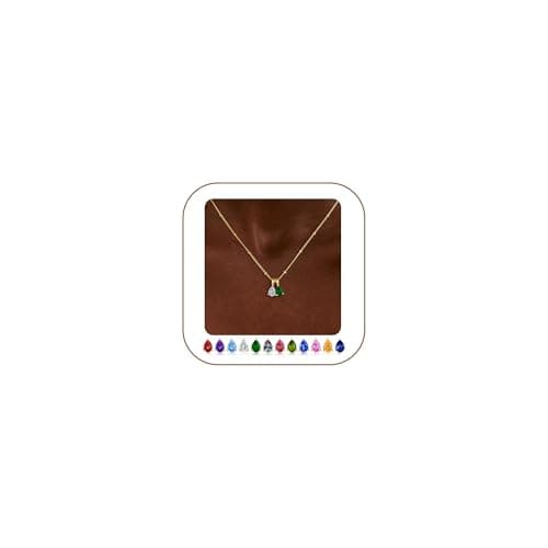 Image of Turandoss April Birthstones Necklace for Women Gold Emerald Necklace April Birthstone Necklaces 2 Birthstones Jewellery May Birthday Gifts for Women Teenage Girls Mum Wife Girlfriend
