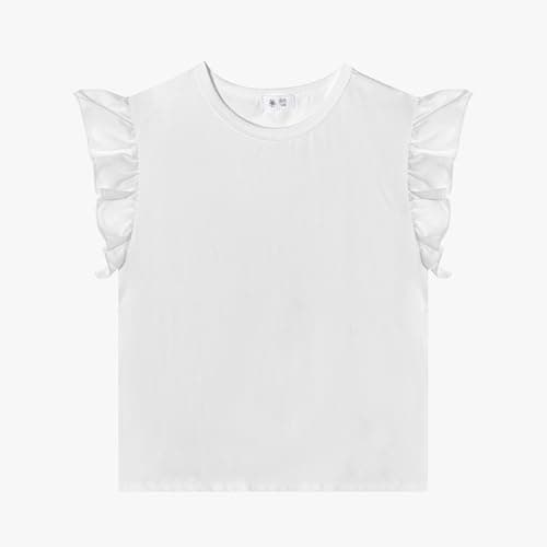 Image of KAKU NNAU Girls White T Shirt Kids Top Plain Cotton Shirt Girls Tops 5 6 Years