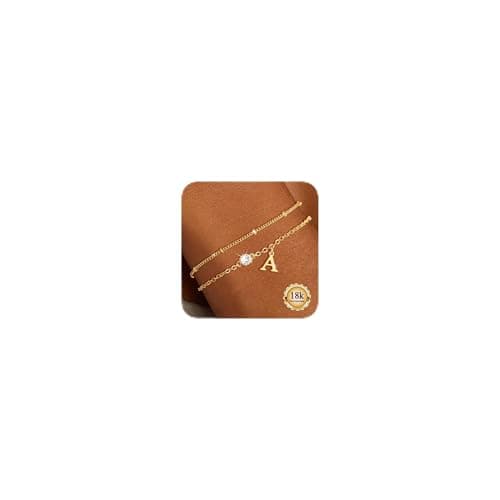 Image of Maynor Gold Bracelet for Women 18K Gold Plated Initial A Bracelet with 5A Cubic Zirconia Charm A–Z Monogram,Name Letter Jewellery Birthday Gift for Women Girls Wife Mom
