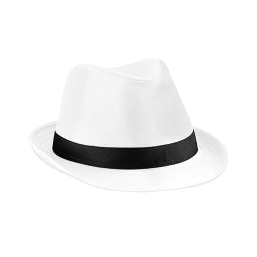 Image of Beechfield Fedora - White/Black L/XL