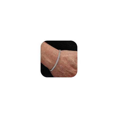 Image of YADOCA 925 Sterling Silver Mens Bracelets Chain Bracelet for Men Cuban Link Chain Bracelet 21cm Mens Jewelry Gifts for Dad Boyfriend Husband Son