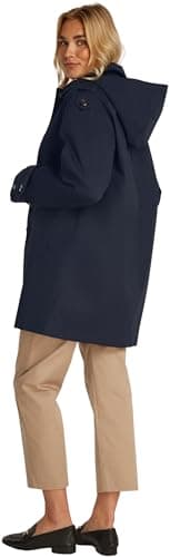 Image of Tommy Hilfiger Women’s Cotton Nylon Hooded Trench Coat, Blue (Desert Sky), 12