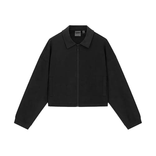 Image of Guess Logo Regular Fit Classic Collar Scuba Jacket V6RQ17KD822 V6RQ17 KD822 JBLK, Black/White, S