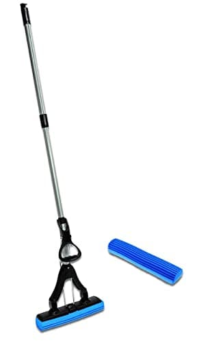 Image of Addis Superdry Plus Super Absorbent Pet Cleaning Anti-Bacterial PVA Mop & Replacement Refill Head, Metallic Blue