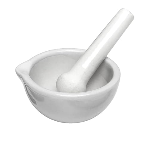 Image of Tiardey White Mini Pestle and Mortar Set Small and Compact 8cm Porcelain Mortar and Pestle Kitchen Tool for Grinding Spices