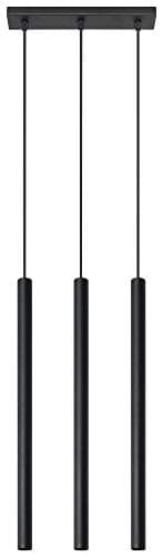 Image of SOLLUX lighting Pastelo Ceiling Pendant Light with 3 Spotlights - Ceiling Light Living Room Pendant Light Dining Room Lamp - Kitchen Light Powder-Coated Steel in White 30 x 5 x 90 cm