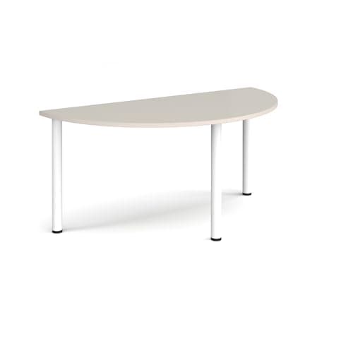 Image of Mr Office Semi circular radial leg meeting table - white legs, Light Grey