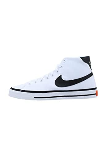 Image of Nike Court Legacy Mid Canvas, Tennis Shoe, White/Black-Team Orange,