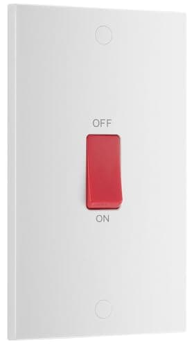 Image of BG Electrical Large Cooker Control Switch Unit, Double Plate, Double Pole, Square Edge, Nexus 900 Series, White Moulded, 45A, 973