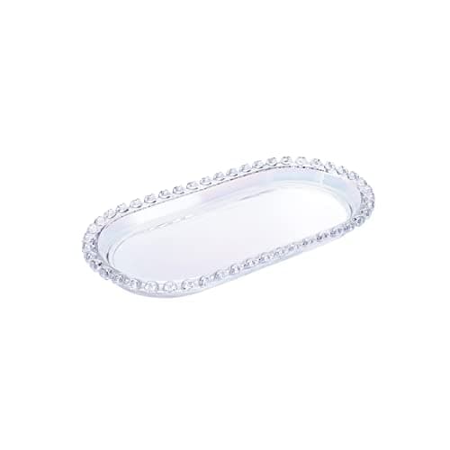 Image of Karaca Rory Large Serving Platter 25 cm, Transparent Oval Shaped Glass Plates for Serving Dishes Appetizers, Main Courses & Entertaining