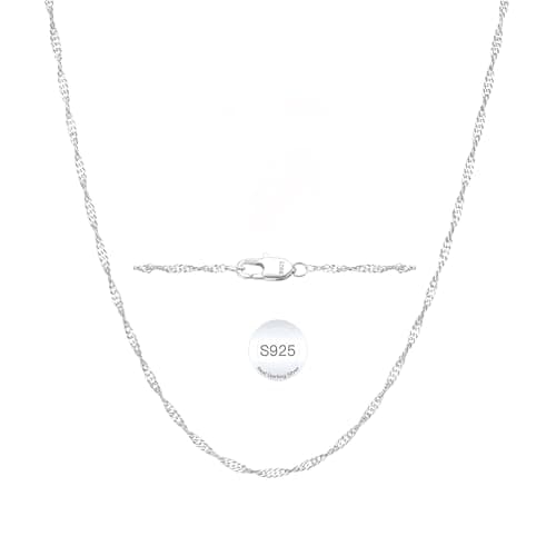Image of Diorra 925 Sterling Silver Chains for Women, 2mm Link Curb Chain Choker Necklace Sturdy Shiny Hypoallergenic Silver Necklaces for Women Jewellery Gifts (16/18/20/22 Inch)