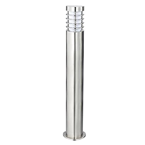 Image of National Lighting IP44 Rated Triangular Bollard Light Outdoor Driveway Patio Mains LED Bollard Lights, Brushed Stainless Steel Finish Lamp Post 800mm, 9W 240V LED ES E27 (Not Included)