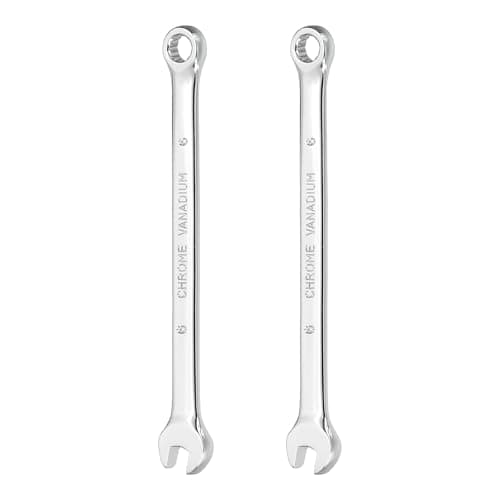 Image of sourcing map 2Pcs Combination Wrench 6mm Metric 12-Point Box and Open End CR-V Steel Double Ended Spanner Tool for Automotive Pipe Furniture Machinery DIY Repair, Silver White