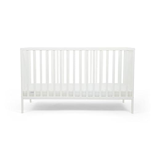 Image of Ickle Bubba Hartley Classic Cot Bed – Wooden Baby Cot with Open Slatted Design, 3 Adjustable Mattress Heights, Suitable from Birth to 3 Years, Stylish Nursery Furniture (White)