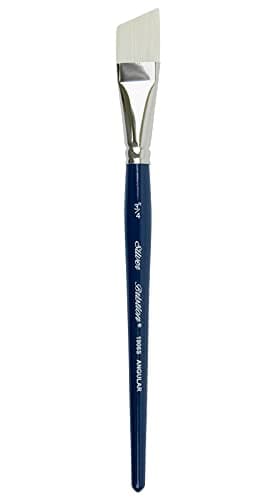 Image of Silver Brush Limited 1906S-3/4in Bristlon Professional Angle Brush, Premium Hog-Imitation Stiff White Synthetic Filament Oil and Acrylic Paint Brush, Size 3/4 Inch, Short Handle