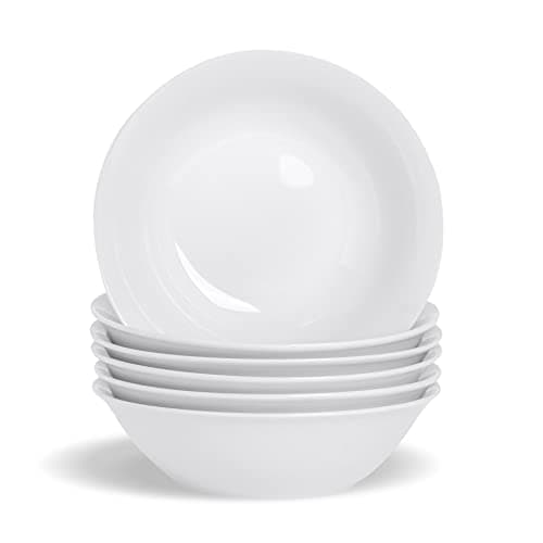 Image of Argon Tableware 24x Classic White 18cm Cereal Bowls - Porcelain Ice Cream Ramen Oatmeal Dishes - Microwave and Dishwasher Safe