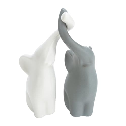 Image of 2pcs Loving Elephant Statue, Couple Elephants Ornaments Home Accessories Decorative Elephant Figurines Animals Figurine Porcelain Sculptures Birthday Presents (B:11x15cm)