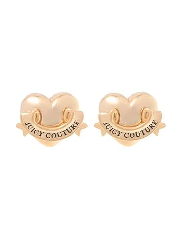 Image of Juicy Couture Icon Heart Stud Earrings for Women (Gold)