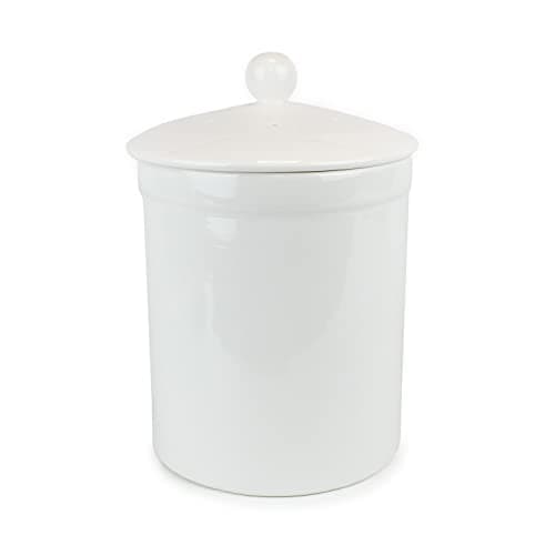 Image of White Ceramic Compost Caddy - Portland Kitchen Ceramic Compost Bin for Food Waste Recycling