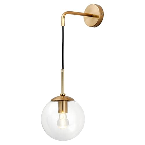 Image of MOSSODOR Modern Wall Sconce Vintage Lamp Globe Clear Glass Fixture Retro Light Shade/Copper (Copper, 20cm)