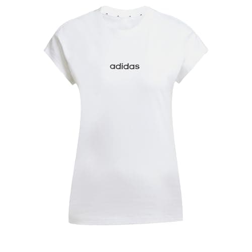Image of adidas Women's Essentials Linear Cotton T-Shirt, White/Black, S
