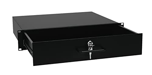 Image of Rack Drawer 2U 19 Inch with Lock - Fits Standard 19" Rack Flightcase Network Cabinet Server AV Enclosure Sliding Compartment