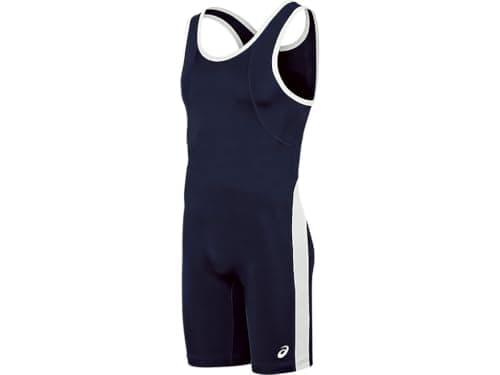 Image of ASICS Men's T-back Performance Wrestling Singlet, Navy/White, XX-Large
