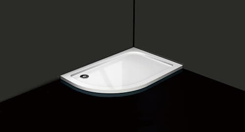 Image of Quadrant Offset White Stone Shower Tray for Shower Enclosure Slimline Heavy with Waste (1000 x 800mm Left)